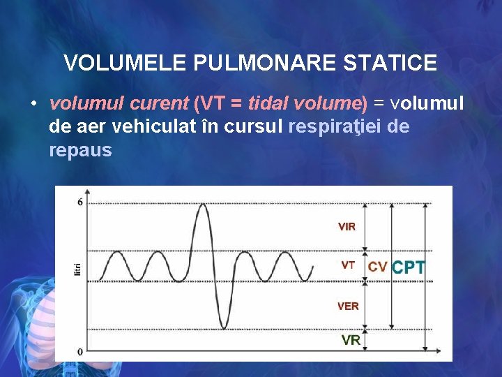 VOLUMELE PULMONARE STATICE • volumul curent (VT = tidal volume) = volumul de aer