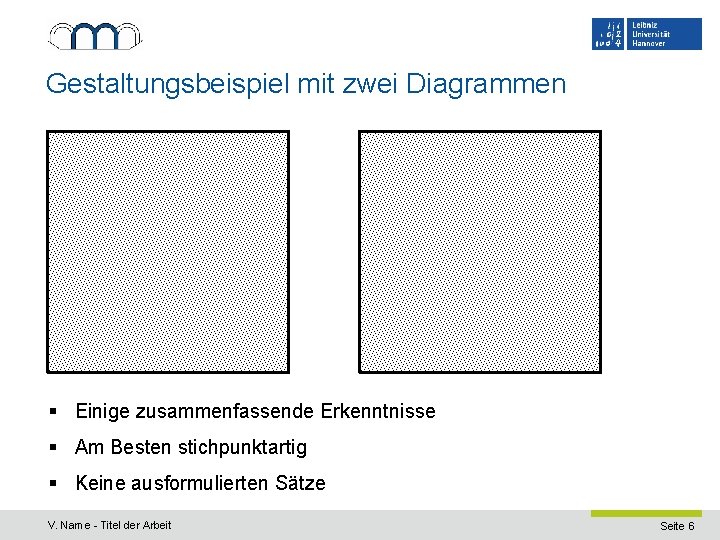 Gestaltungsbeispiel mit zwei Diagrammen § Einige zusammenfassende Erkenntnisse § Am Besten stichpunktartig § Keine