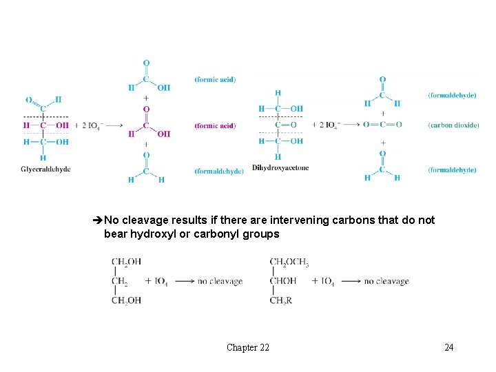 èNo cleavage results if there are intervening carbons that do not bear hydroxyl or èNo cleavage results if there are intervening carbons that do not bear hydroxyl or