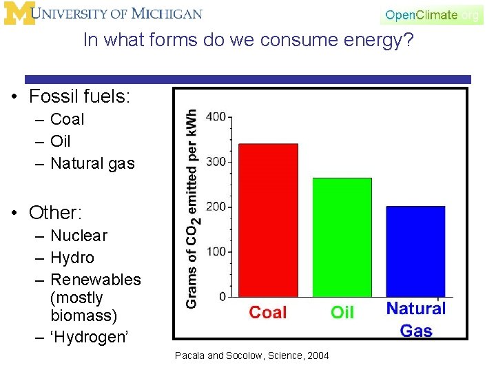 In what forms do we consume energy? • Fossil fuels: – Coal – Oil