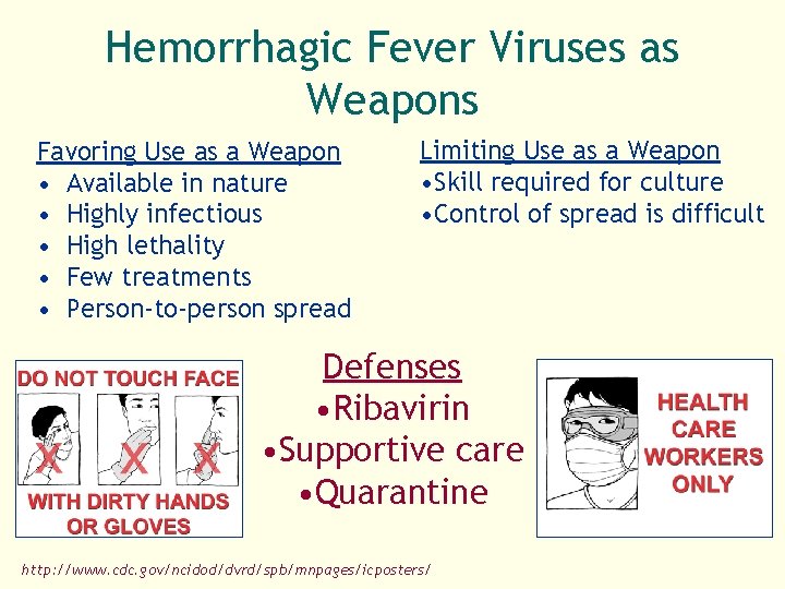 Hemorrhagic Fever Viruses as Weapons Favoring Use as a Weapon • Available in nature