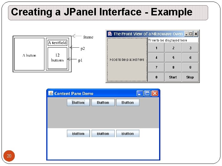 Creating a JPanel Interface - Example 20 Creating a JPanel Interface - Example 20