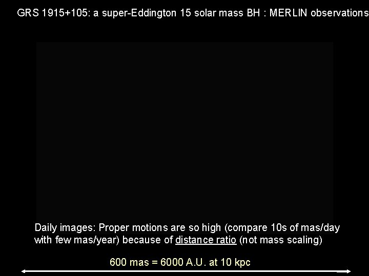 GRS 1915+105: a super-Eddington 15 solar mass BH : MERLIN observations receding Daily images: