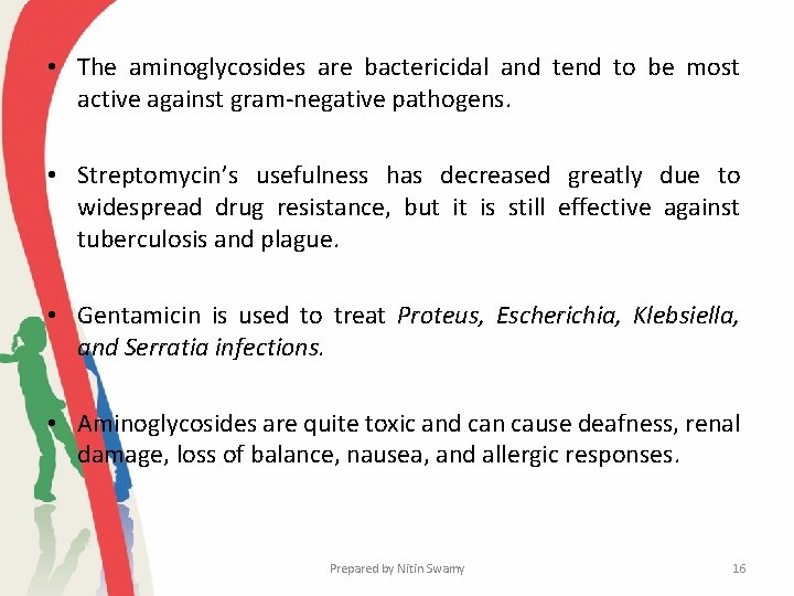 • The aminoglycosides are bactericidal and tend to be most active against gram-negative