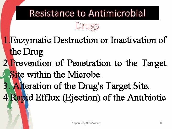 Resistance to Antimicrobial Drugs 1. Enzymatic Destruction or Inactivation of the Drug 2. Prevention