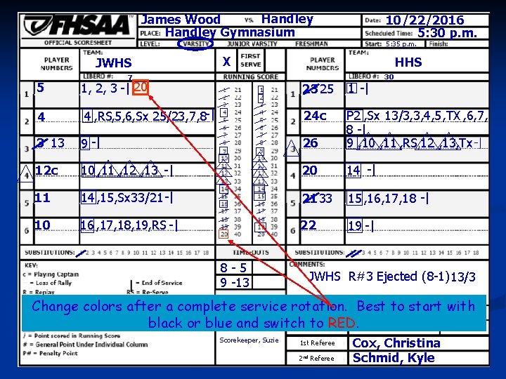 Handley James Wood Handley Gymnasium Entering Headings X JWHS 7 10/22/2016 5: 30 p.