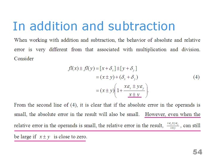 In addition and subtraction 54 