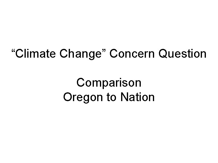 “Climate Change” Concern Question Comparison Oregon to Nation 