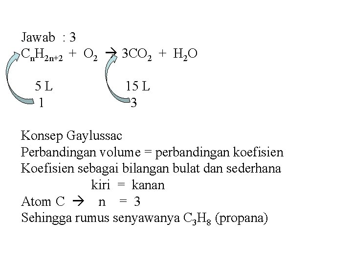 Jawab : 3 Cn. H 2 n+2 + O 2 3 CO 2 +