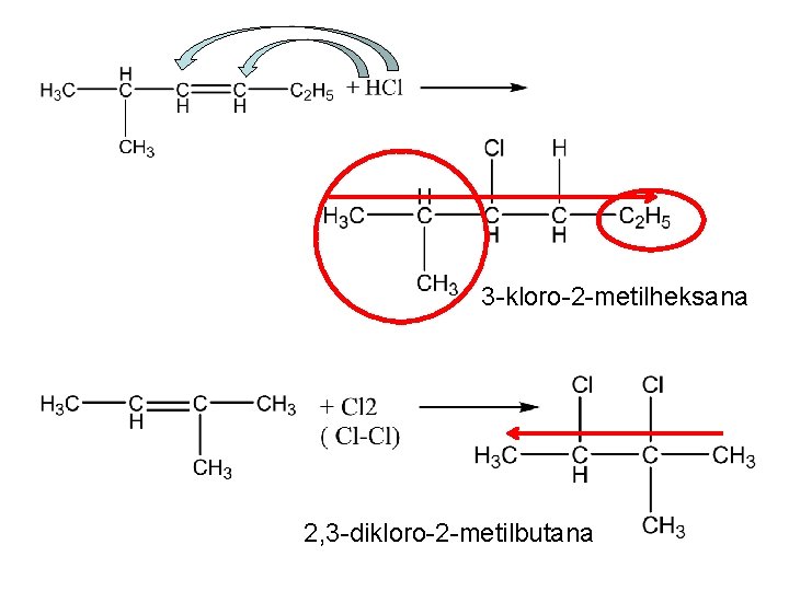 3 -kloro-2 -metilheksana 2, 3 -dikloro-2 -metilbutana 