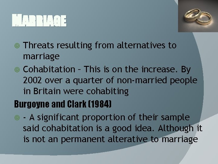 IGCSE SOCIOLOGY Marriage Cohabitation and Divorce INTRODUCTION In