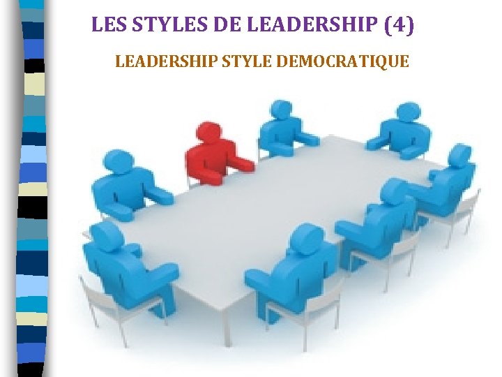 LES STYLES DE LEADERSHIP (4) LEADERSHIP STYLE DEMOCRATIQUE 