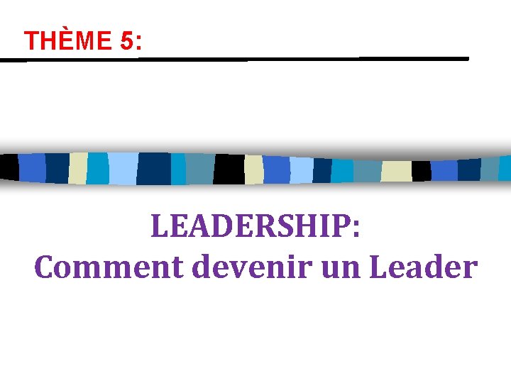 THÈME 5: LEADERSHIP: Comment devenir un Leader 