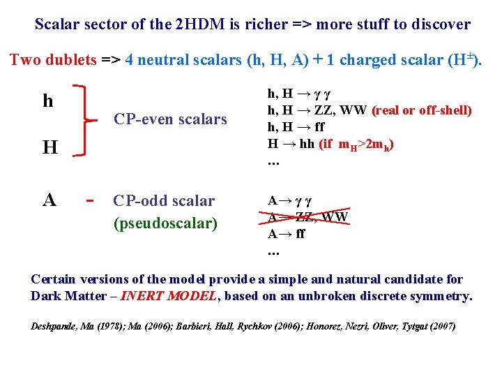  Scalar sector of the 2 HDM is richer => more stuff to discover