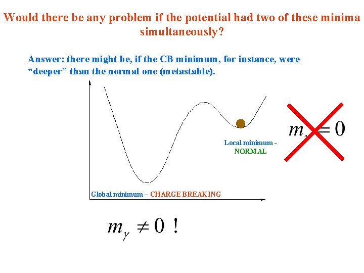 Would there be any problem if the potential had two of these minima simultaneously?