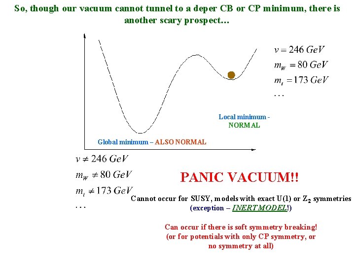 So, though our vacuum cannot tunnel to a deper CB or CP minimum, there
