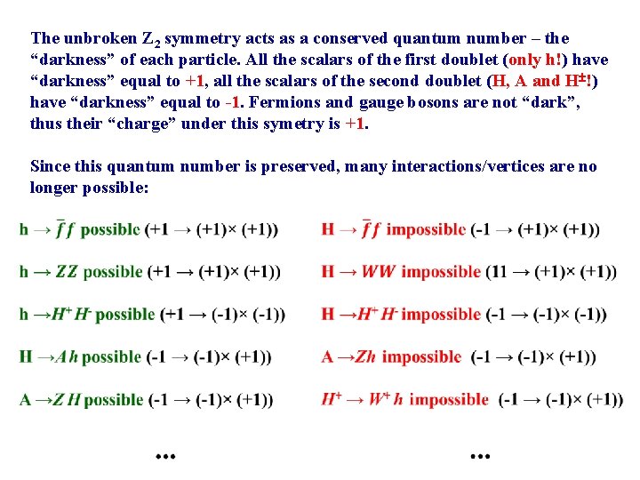 The unbroken Z 2 symmetry acts as a conserved quantum number – the “darkness”