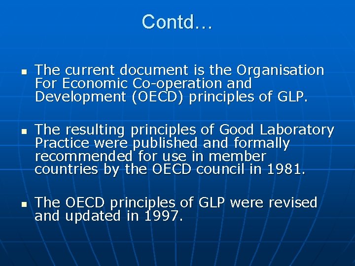 Contd… n n n The current document is the Organisation For Economic Co-operation and Contd… n n n The current document is the Organisation For Economic Co-operation and
