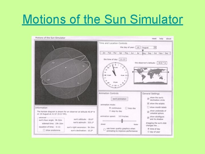 Motions of the Sun Simulator 