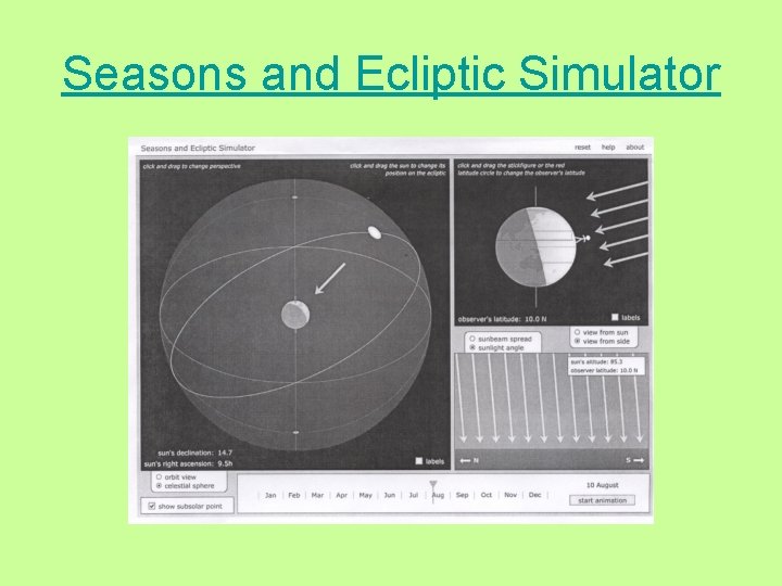 Seasons and Ecliptic Simulator 