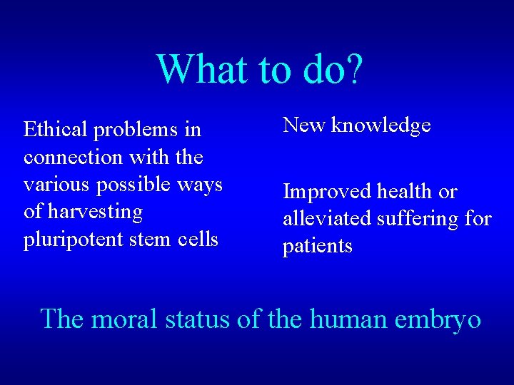 What to do? Ethical problems in connection with the various possible ways of harvesting