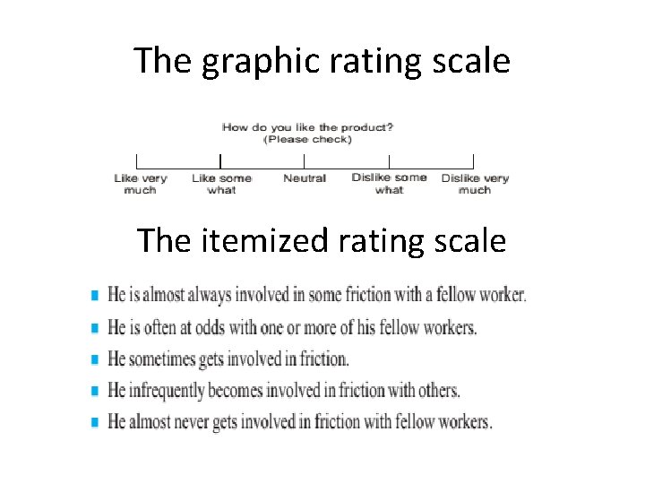 The graphic rating scale The itemized rating scale 