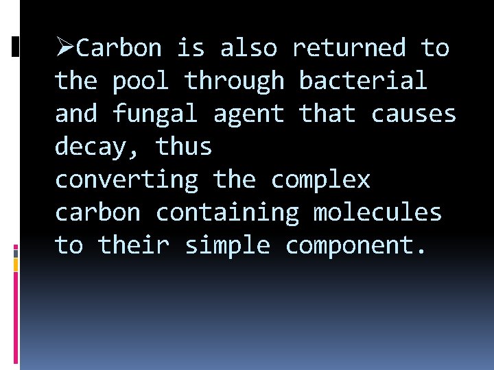 ØCarbon is also returned to the pool through bacterial and fungal agent that causes