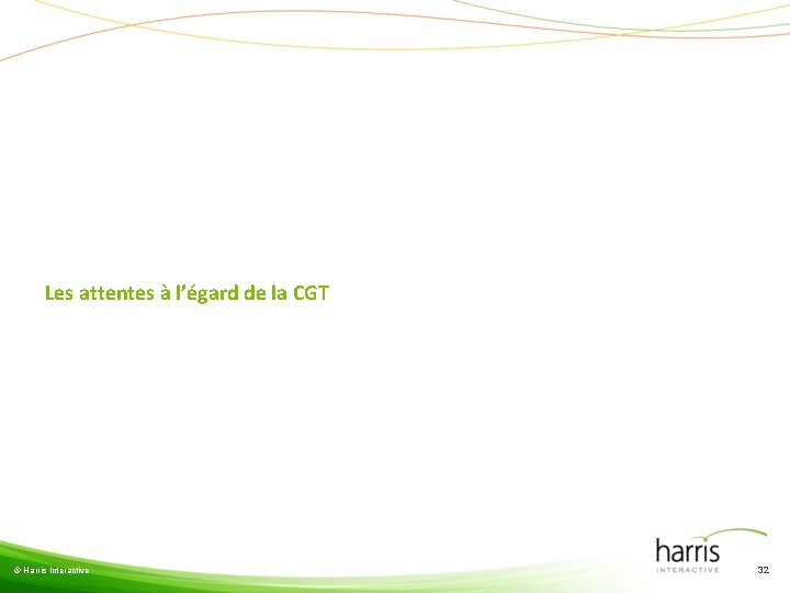 Les attentes à l’égard de la CGT © Harris Interactive 32 