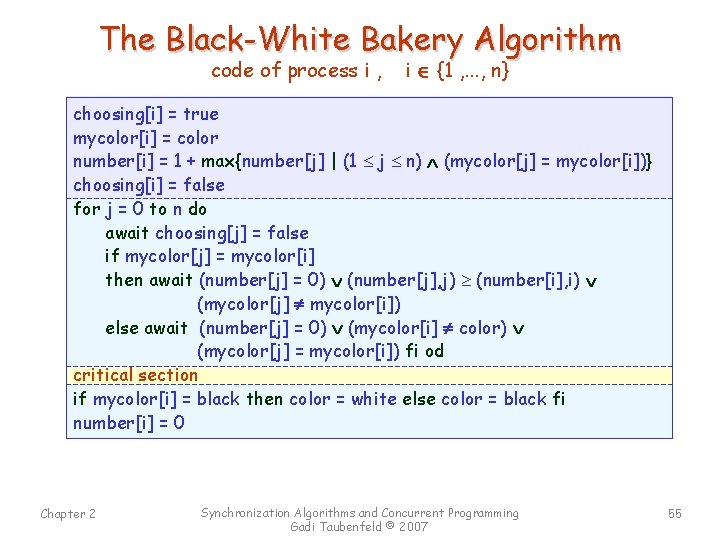 The Black-White Bakery Algorithm code of process i , i {1 , . .