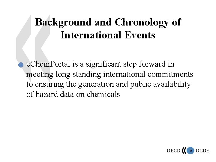 Background and Chronology of International Events n e. Chem. Portal is a significant step