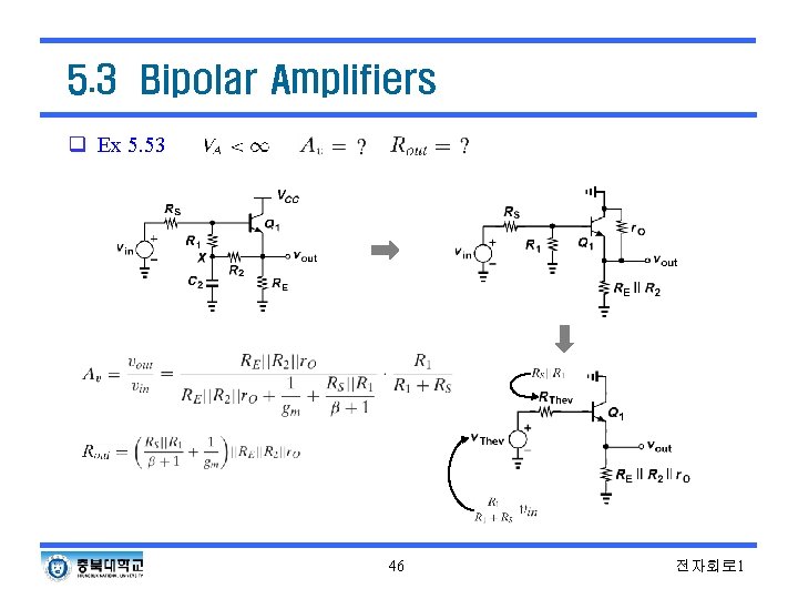 5. 3 Bipolar Amplifiers q Ex 5. 53 46 전자회로 1 