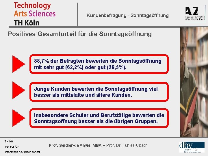 Kundenbefragung - Sonntagsöffnung Positives Gesamturteil für die Sonntagsöffnung 88, 7% der Befragten bewerten die