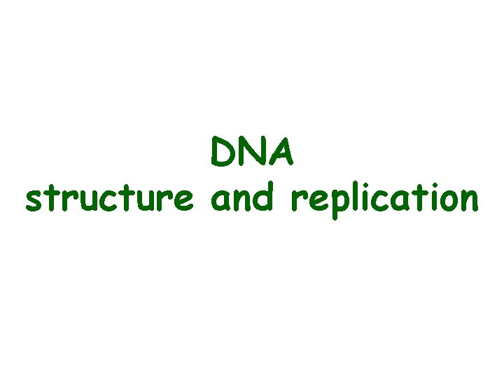 DNA structure and replication 