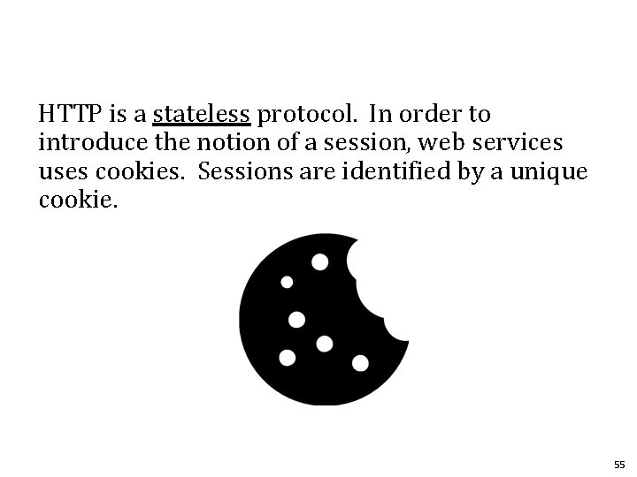 HTTP is a stateless protocol. In order to introduce the notion of a session,