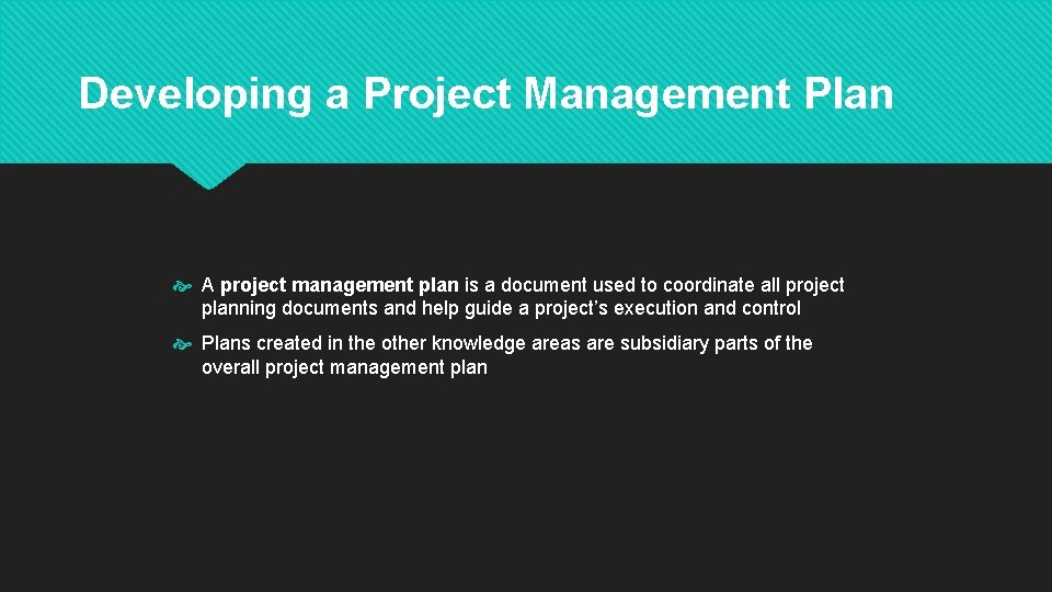 Developing a Project Management Plan A project management plan is a document used to
