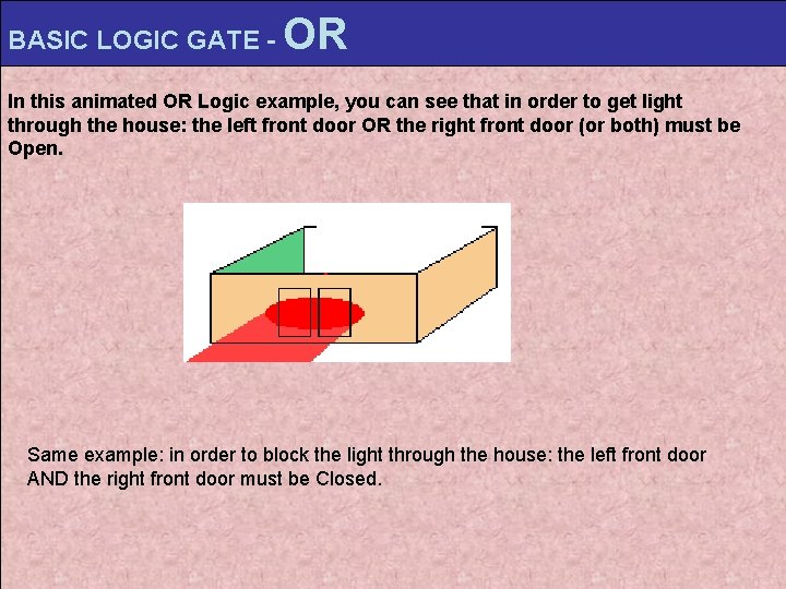 BASIC LOGIC GATE - OR In this animated OR Logic example, you can see