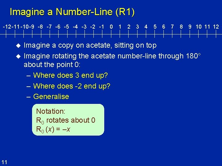 Imagine a Number-Line (R 1) -12 -11 -10 -9 -8 -7 -6 -5 -4