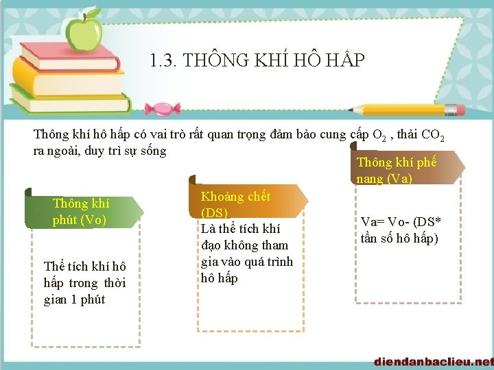 1. 3. THÔNG KHÍ HÔ HẤP Thông khí hô hấp có vai trò rất