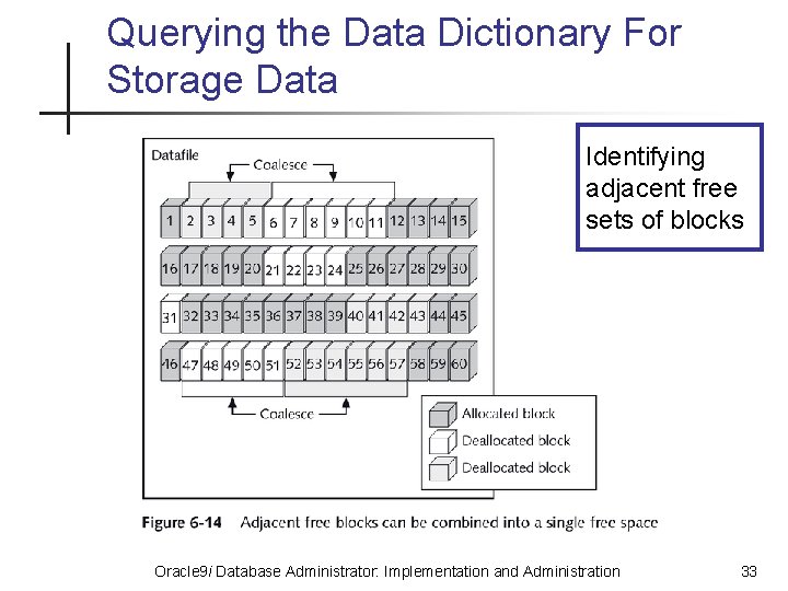 Querying the Data Dictionary For Storage Data Identifying adjacent free sets of blocks Oracle