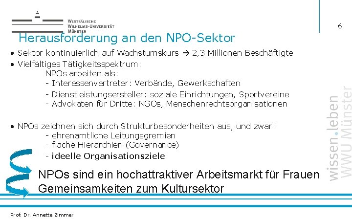 6 Herausforderung an den NPO-Sektor • Sektor kontinuierlich auf Wachstumskurs 2, 3 Millionen Beschäftigte