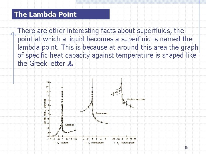 The Lambda Point There are other interesting facts about superfluids, the point at which