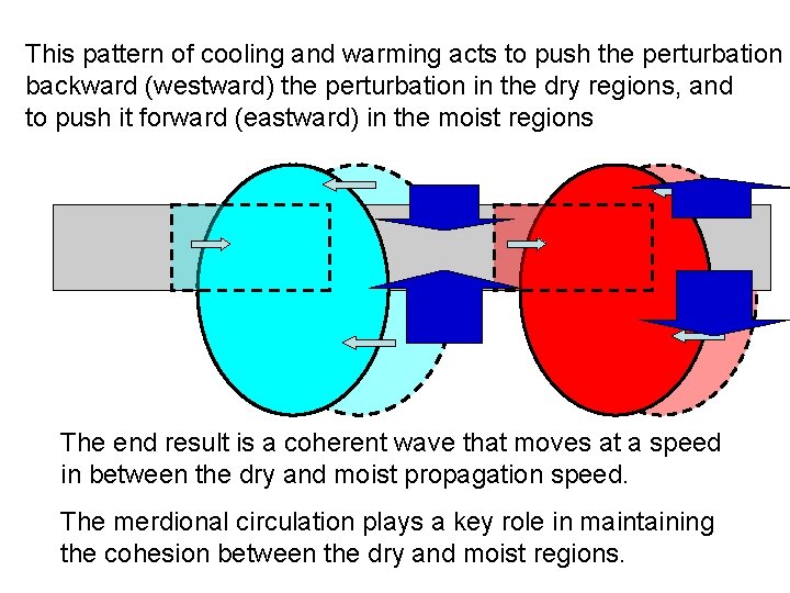 This pattern of cooling and warming acts to push the perturbation backward (westward) the