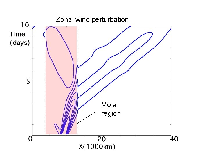 Zonal wind perturbation Moist region 