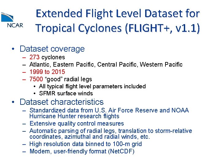 Extended Flight Level Dataset for Tropical Cyclones (FLIGHT+, v 1. 1) • Dataset coverage