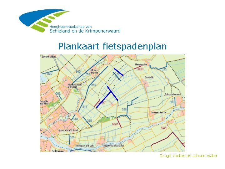 Plankaart fietspadenplan Droge voeten en schoon water 