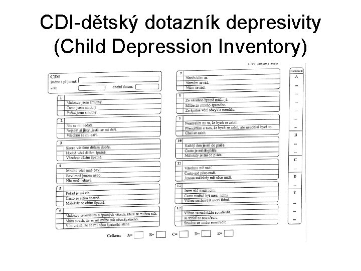 CDI-dětský dotazník depresivity (Child Depression Inventory) 