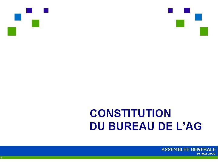 CONSTITUTION DU BUREAU DE L’AG ASSEMBLEE GENERALE 14 juin 2012 5 