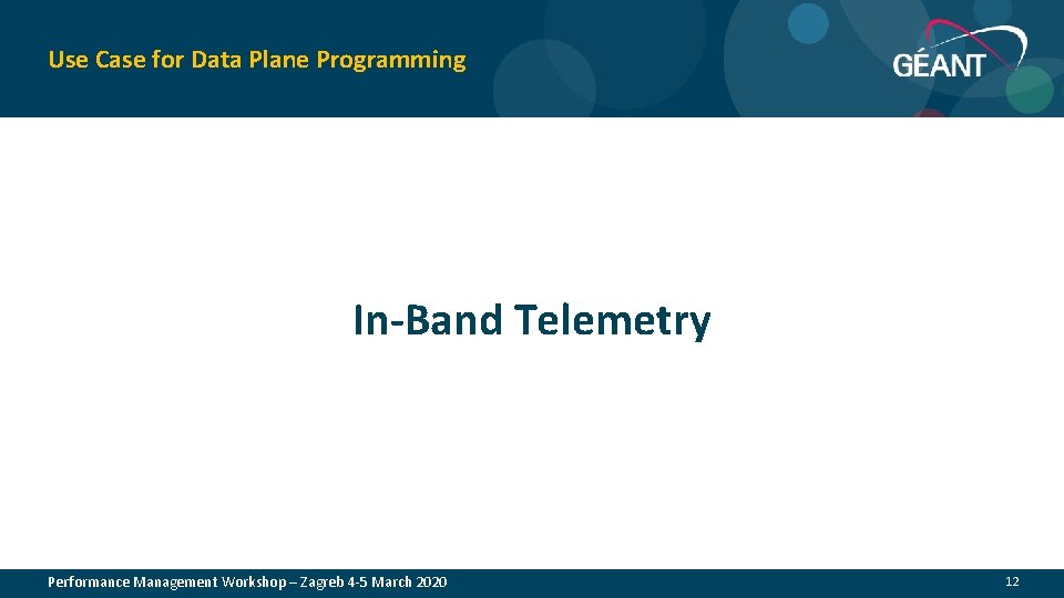 Use Case for Data Plane Programming In-Band Telemetry Performance Management Workshop – Zagreb 4