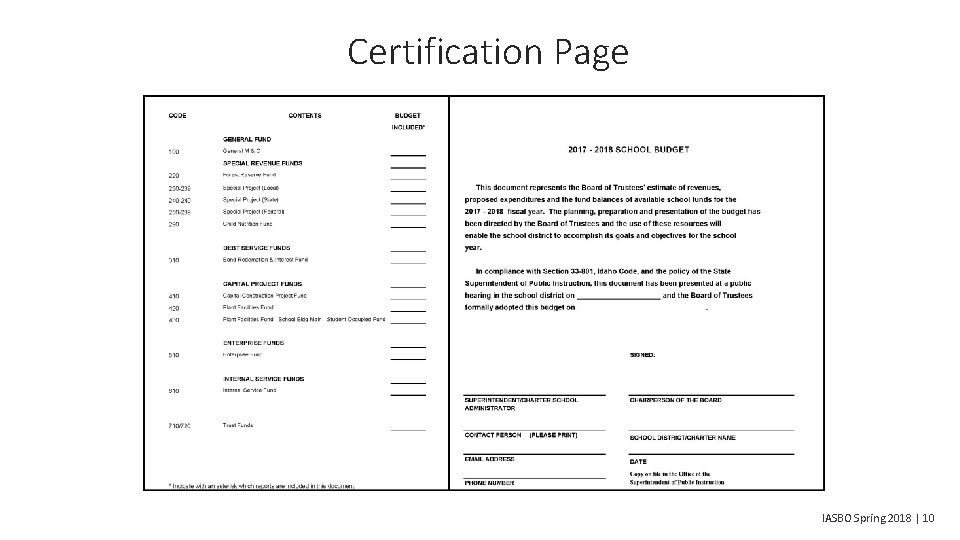 Certification Page IASBO Spring 2018 | 10 