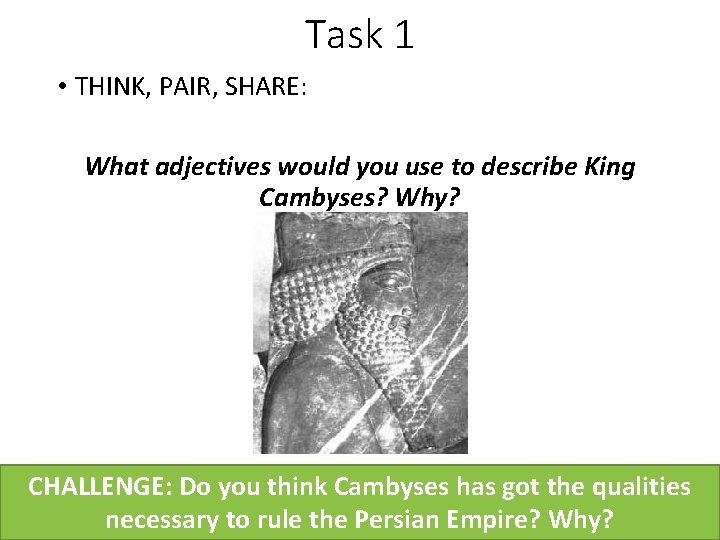Task 1 • THINK, PAIR, SHARE: What adjectives would you use to describe King